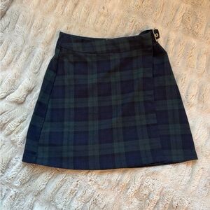 Brandy Melville Navy and Forest Plaid A-Line Skirt